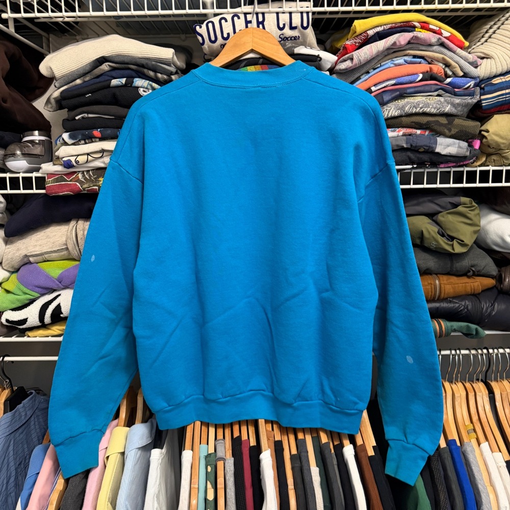 Vintage 90's Wolf Nature Animal Crewneck Sweatshirt Mens XL Blue Graphic Fleece - Picture 4 of 8